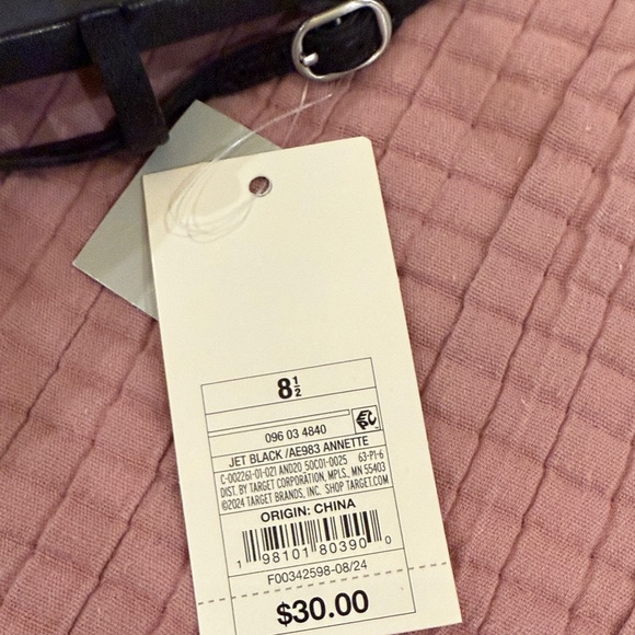 A New Day Black Heels sandals Crystal rhinestone brooch pointed toe shoes 8.5 - Picture 5 of 6